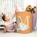 Spersonalizowany kosz na pranie Wreath Animals Star Initial Wodoodporny kosz na pranie z imieniem i uchwytem Urodzinowy prezent na parapetówkę dla dzieci