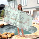 Personalizzato Fiore Farfalla Asciugatura rapida Asciugamano da spiaggia in microfibra sovradimensionato con nome Festa in spiaggia Regalo di vacanza per bambini donne