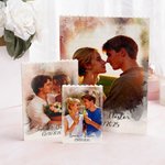 Casse-tête de construction personnalisé avec photo de groupe et aquarelle avec noms et dates Cadeau d'anniversaire de Saint-Valentin pour un couple