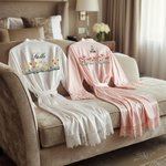 Personalized Birth Flower Satin Lace Trim Robe with Name and Date Bachelorette Party Bridesmaid Wedding Gift for Her