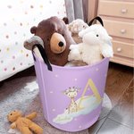 Spersonalizowany kosz na pranie Wreath Animals Star Initial Wodoodporny kosz na pranie z imieniem i uchwytem Urodzinowy prezent na parapetówkę dla dzieci