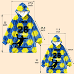 Personalized Sports Theme Oversized Flannel Hoodie with Name and Number Daily Wear Birthday Gift for Family Friends Kids
