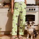 Personalised Paw Print Multicolour Women Men Flannel Pyjama Pants with 1-3 Photos and Names Party Birthday Gift for Pet Lovers Owners