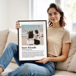 Personalised Watercolour and Coloured Pencil Style Photo Canvas Poster Framed Frameless Painting with Name Home Decor Birthday Gift for Best Friend