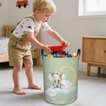 Spersonalizowany kosz na pranie Wreath Animals Star Initial Wodoodporny kosz na pranie z imieniem i uchwytem Urodzinowy prezent na parapetówkę dla dzieci