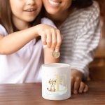 Personalized Wreath Animals Star Initial Ceramic Money Box Piggy Bank with Name Home Decor Birthday Gift for Kids