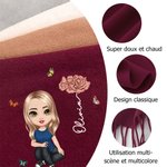 Écharpe Personnalisée avec Personnage Cartoon Fleur de Naissance et Nom Cadeau Anniversaire Fêtes de Fin d'Année pour Amis Famille