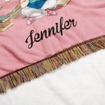 Personalised Cartoon Reading Character Soft Tassel Blanket with Name Home Decor Book Club Birthday Gift for Book Lovers