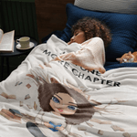 Personalized Cartoon Reading Character Soft Throw Blanket with Name Daily Birthday Gift for Kids Women Reading Lovers