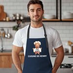 Tablier Ajustable Personnalisé avec Personnage de Dessin Animé et Nom Cadeau Pendaison de Crémaillère ou d’Ouverture de Restaurant pour Chefs