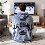 Personalized Sports Theme Oversized Flannel Hoodie with Name and Number Daily Wear Birthday Gift for Family Friends Kids