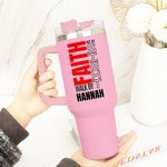 Personalised Multicolour Christian Theme 40 oz Tumbler with Name and Straw Travel Accessories Baptism Birthday Gift for Christians