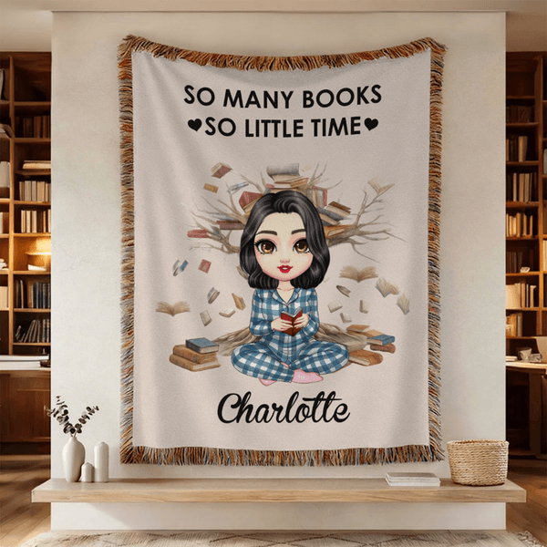 Couverture à pompons personnalisée avec nom Cadeau d'anniversaire pour les amoureux des livres