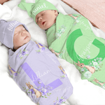 Set di coperte e cappelli personalizzati Peter Rabbit, in cotone al 100%, con nome e iniziali, regalo di compleanno per neonati, festa di Pasqua, ecc.