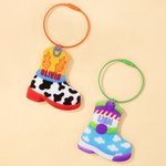 Personalised Cowboy Sheriff Space Patrol Boots NFC Bag Backpack Tag Emergency Contact Keychain with Name and Text Back to School Gift for Boys Girls
