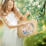 Gepersonaliseerde Schattige Krans Paashaas Grote Jute Zak met Naam Paascadeau voor Jongens Meisjes