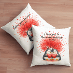 Personalized Love Tree Penguin Couple Soft Throw Pillow Cover with Names and Date Wedding Anniversary Gift for Couples
