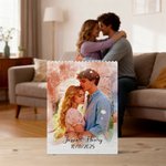 Casse-tête de construction personnalisé avec photo de groupe et aquarelle avec noms et dates Cadeau d'anniversaire de Saint-Valentin pour un couple