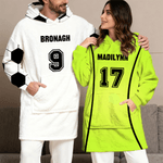 Personalized Sports Theme Oversized Flannel Hoodie with Name and Number Daily Wear Birthday Gift for Family Friends Kids