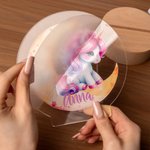 Luce notturna a LED personalizzata con nome e base in legno decorazione per cameretta regalo di compleanno per bambine e ragazze