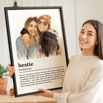 Personalised Watercolour and Coloured Pencil Style Photo Canvas Poster Framed Frameless Painting with Name Home Decor Birthday Gift for Best Friend