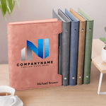 Personalized Company Logo PU Leather Refillable Binder Notebook Pen Set with Name and Slogan Anniversary Promotion Gift for Employee