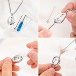 Personlig Vintage Graverad Födelse Blomma Drop Aska Urna Halsband med Text Kremering Begravning Smycken Minnesmärke Sympati Present för Kvinnor