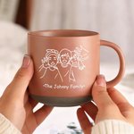 Personalized Line Art Photo Portrait 12 oz Ceramic Coffee Mug with Handle and Text Daily Use Birthday Gift for Family Friends