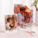 Casse-tête de construction personnalisé avec photo de groupe et aquarelle avec noms et dates Cadeau d'anniversaire de Saint-Valentin pour un couple