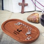 Personalized Praying Hands Wooden Rosary Tray with Name Sacrament First Communion Baptism Gift for Christians