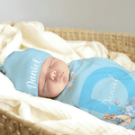 Set di coperte e cappelli personalizzati Peter Rabbit, in cotone al 100%, con nome e iniziali, regalo di compleanno per neonati, festa di Pasqua, ecc.