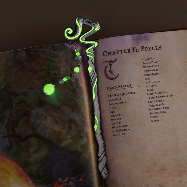 Personalised Luminous Staff Beads Bookmark with Name Birthday Fantasy Gift for Book Lovers