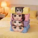Personalised Cute Cartoon Character Heart Birth Flower Soft Throw Blanket with Name Birthday Christmas Gift