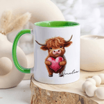 Personalizada Corazón Highland Vaca 11 oz 15 oz Taza de Cerámica con Nombre Uso Diario Regalo de Cumpleaños para la Familia Amigo Amante de la Vaca