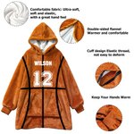 Personalized Sports Theme Oversized Flannel Hoodie with Name and Number Daily Wear Birthday Gift for Family Friends Kids