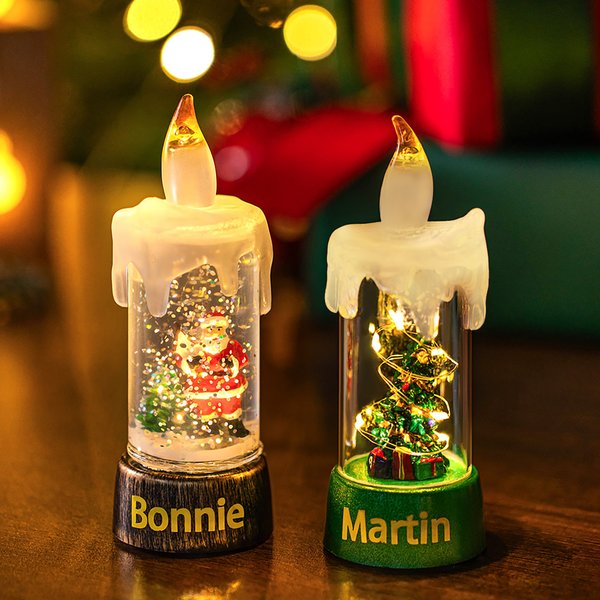 Gepersonaliseerde sneeuwpop kerstman kerstboom vlamloze LED kaars licht met tekst Kerst Party Decor Gift voor familie vrienden