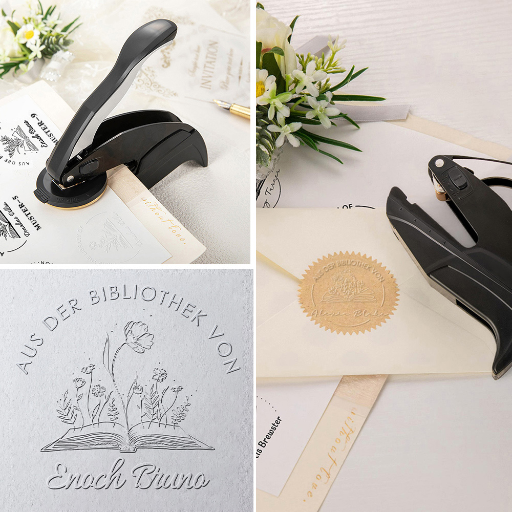 Personalisierter Blühende Blumen im Buch DIY Buchpräger mit Namen Handgehaltener Prägestempel Geburtstag Geschenk für Bücherliebhaber Leseclubs