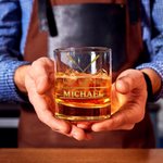 Personalised Cross Golf Clubs Golf Ball 10 oz  Old Fashioned Rock Whiskey Glass with Name Father's Day Birthday Gift for Men