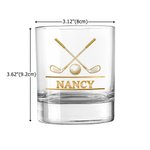 Personalised Cross Golf Clubs Golf Ball 10 oz  Old Fashioned Rock Whiskey Glass with Name Father's Day Birthday Gift for Men