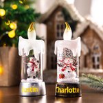 Gepersonaliseerde sneeuwpop kerstman kerstboom vlamloze LED kaars licht met tekst Kerst Party Decor Gift voor familie vrienden