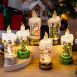 Gepersonaliseerde sneeuwpop kerstman kerstboom vlamloze LED kaars licht met tekst Kerst Party Decor Gift voor familie vrienden