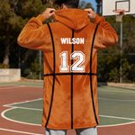 Personalized Sports Theme Oversized Flannel Hoodie with Name and Number Daily Wear Birthday Gift for Family Friends Kids