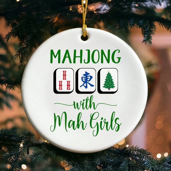 Personalized Mahjong with Mah Girls Christmas Ornament with Name and Year Home Decor Christmas Gift for Mahjong Lover Player