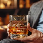 Personalised Cross Golf Clubs Golf Ball 10 oz  Old Fashioned Rock Whiskey Glass with Name Father's Day Birthday Gift for Men