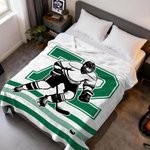 Personalisierte Eishockeyspieler Silhouette weiche Decke mit Namen und Nummer Home Decor Geburtstag Spiel Geschenk für Eishockeyspieler Liebhaber