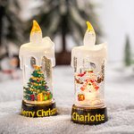 Gepersonaliseerde sneeuwpop kerstman kerstboom vlamloze LED kaars licht met tekst Kerst Party Decor Gift voor familie vrienden
