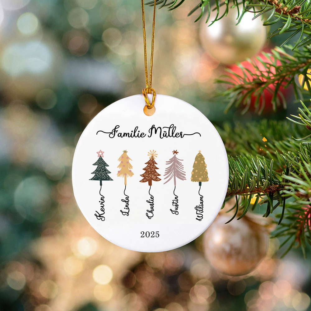 Personalisierter Familien-Weihnachtsbäume-Anhänger mit Namen Weihnachtsdeko Geschenk für Familie Freunde