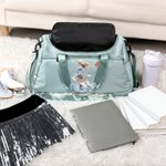 Personalized Ice Skating Girl Birth Flower Multi-compartment Waterproof Weekend Duffle Bag with Shoulder Strap and Name Back to School Gift for Her