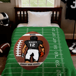 Personalized Cartoon Character Football Soft Throw Blanket with Name and Year Number Home Decor Birthday Game Day Gift for Football Lovers