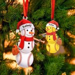 Personalized Cute Baseball Snowman Ornament with Name and Number Home Decor Christmas Gift for Friends Baseball Lovers